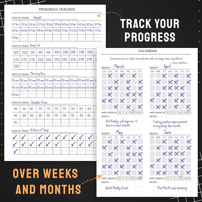 Nextnoid Hardcover Fitness Journal Workout Planner for Men & Women - A5 Sturdy Workout Log Book to Track Gym & Home Workouts - Yellow
