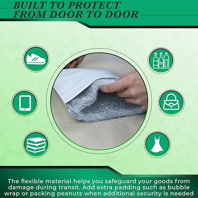 2000 Pack Secure Seal White Poly Mailers - 6x9 Safe Shipping Bags - E-Commerce Self Sealing 2 Mil Poly Envelopes