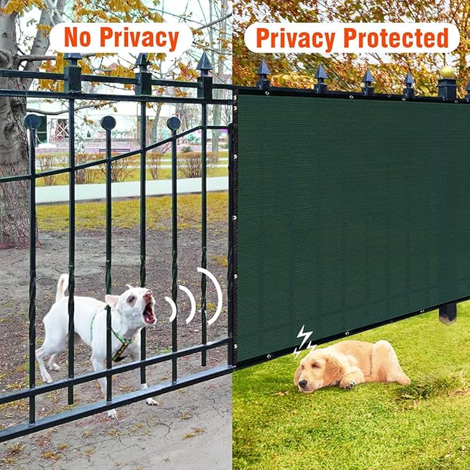 iCover 4x25ft Privacy Screen Fence, Outdoor Fencing Panels, Garden Windscreen Mesh Shade Sail Net Barrier, Include Reinforced Bindings and Brass Grommets Cable Zip Ties,Green