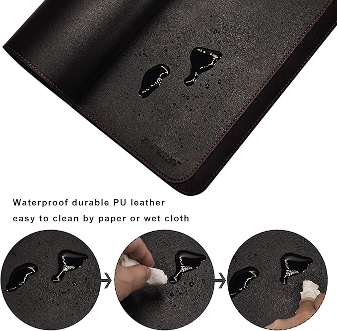 ZORESYN 4XL Oversized Large Mouse Pads (55" x 24") - PU Leather Extended Large Gaming Mousepad Desk Mat - Nonslip Base and Waterproof Desktop Keyboard Extended Mouse Mat (Black, 4XL - Oversized)