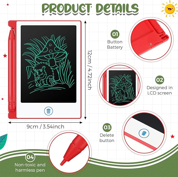 Zhehao 24 Pack LCD Mini Writing Tablet for Kids 4.5 Inch Doodle Board Bulk Erasable Reusable Electronic Drawing Pad Birthday Party Favors Goodie Bag Classroom Gifts(White)