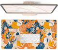 QIYI Large Desk Pad, Floral Mouse Pad Desktop Decor, Waterproof PU Leather Desk Cover Protector, Desk Accessories for Office Home Work Writing Gaming 31.5" x 15.7" - Orange Blue Flowers