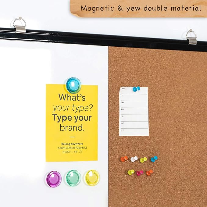 maxtek Combination Board, 36 x 24 Magnetic Whiteboard & Cork Board, Dry Erase Board Bulletin Combo Board for Home Office Classroom, 3' x 2' Wall Mounted Memo Message Board