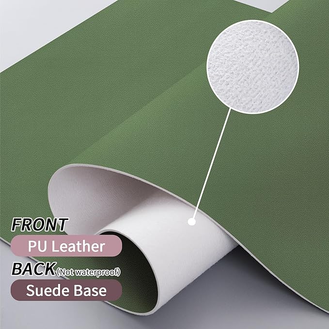 Bloss Green Desk Mat, Desk Matt for Desktop, Large Leather Desk Pad, Desk Pad Mat Waterproof, Computer Mat for Office/Home/Decor/Desk Protector(31.5 x 15.7 Inches)