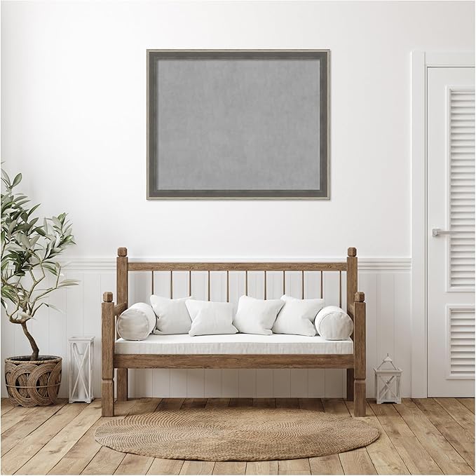 Amanti Art Grey Framed Magnetic Board 37x45 X-Large Vision Board for use with Magnets, 100% Metal Sheet to Display Items as Office Decor or for Home Organization in mudroom, Kitchen or Kids Room