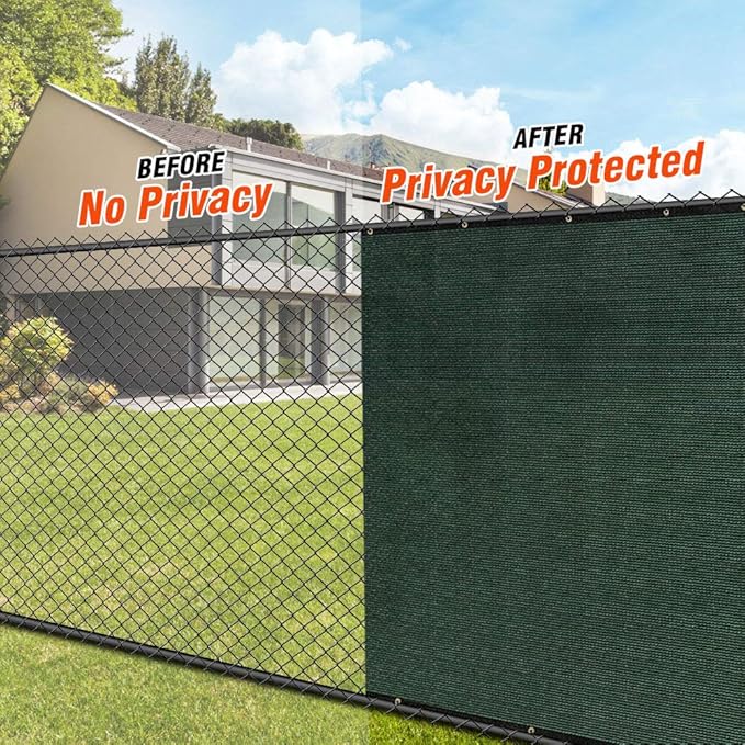 iCover 6x12ft Privacy Screen Fence, Outdoor Fencing Panels, Garden Windscreen Mesh Shade Sail Net Barrier, Include Reinforced Bindings and Brass Grommets Cable Zip Ties, Green