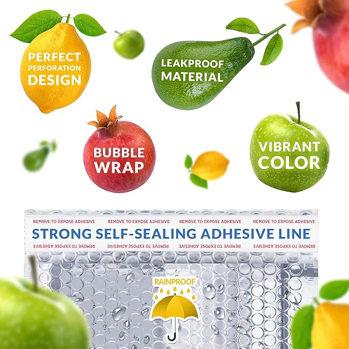 Amiff Silver Thermal Bubble Mailer, 5 x 9 Inches. 250 Pack Metallic Bubble Mailers. Self-Seal Insulated Mailers for Cold Shipping. Padded Envelopes Waterproof. Thermal Bag for Food, Cosmetics