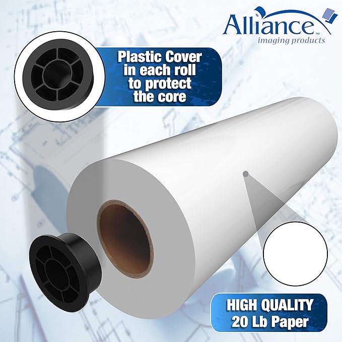 Alliance Wide Format Paper Rolls Bond Engineering (20lb | 90 Rolls, 15 In x 500 FT | 3" Core)