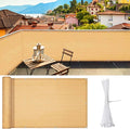 iCover 3.5x16.5ft Balcony Privacy Screen Fence, UV-Resistant Railing Fencing Cover for Porch Deck Patio Garden Backyard, Cable Zip Ties Included, Sand