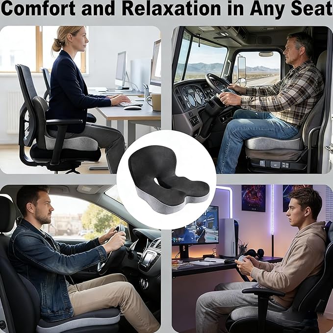 Orthopedic Cushion for Office Chair and Car, Memory Foam Seat Cushion with Lumbar Support Pillow, Instant Relieve Pressure on Back, Hips, Tailbone, Improves Sitting Posture (2, Mixed Colors)