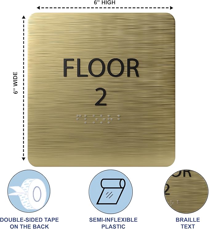 Burnt Sienna ADA Floor 2 Sign with Braille – Made from Durable Acrylic and Ready to Mount