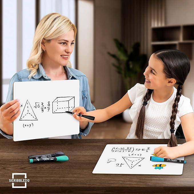 Scribbledo White Board Dry Erase Board 11" x14” Mini Double Sided Personal Whiteboard Board Dry Erase Lapboard Handheld Personal White Boards for Students Small Whiteboard Office Kitchen