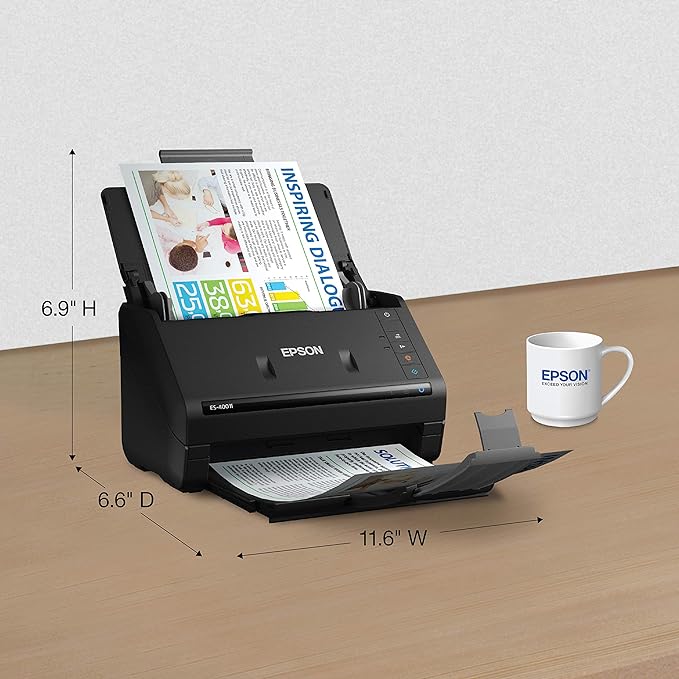 Epson WorkForce ES-400 II Color Duplex Desktop Document Scanner for PC and Mac, with Auto Document Feeder (ADF) (Renewed)