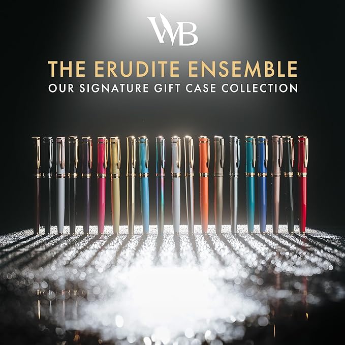 Wordsworth & Black Fountain Pen Kit, 18K Medium Gold Nib, Includes 24 Ink Cartridges, Ink Refill Converter and Gift Box, Gold Finish, Calligraphy, [Golden Brown]