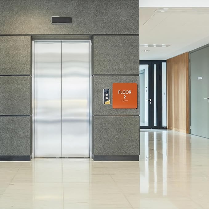Grey w/Black ADA Floor 2 Sign with Braille – Made from Durable Acrylic and Ready to Mount