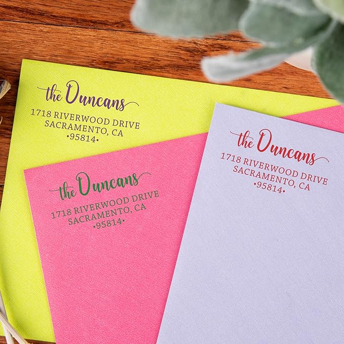 The Duncans Personalized Self-Inking Address Stamp | Envelope Return Address Stamp for Couples and Families | Custom Rubber Address Stamp (1, Xtra Wide)