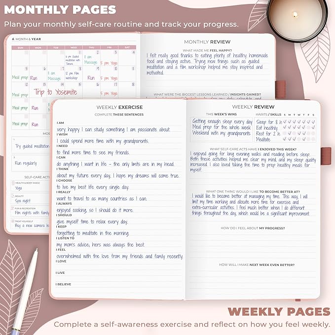 Clever Fox Self-Care Journal – Daily Reflection Notebook – Mental Health & Personal Development Planner, Meditation & Mood Log, A5 (Rose Gold)