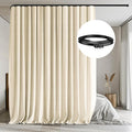 MaKefeile Room Divider Curtains with Flexible Ceiling Tracks Set,Blackout Curtain Ceiling Mount Curtain Track Privacy Room Dividers Ceiling Track Curtain Rod(Beige Drape & Black Rail W 15 × H 8 FT)