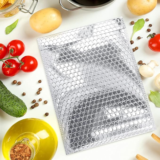 Amiff Silver Thermal Bubble Mailer, ‎24 x 20 Inches. 10 Pack Metallic Bubble Mailers. Self-Seal Insulated Mailers for Cold Shipping. Padded Envelopes Waterproof. Thermal Bag for Food, Cosmetics
