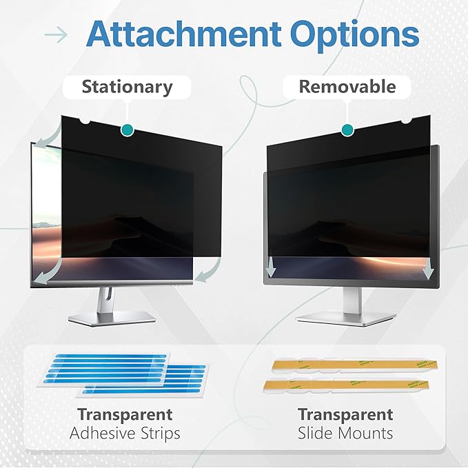 VINTEZ 23 Inch 16:9 Privacy Screen for Computer Monitor and Laptop - Anti Glare Protector Film Blue Light Filter Eye Protection - Computer Screen Privacy Shield, [1 Pack]