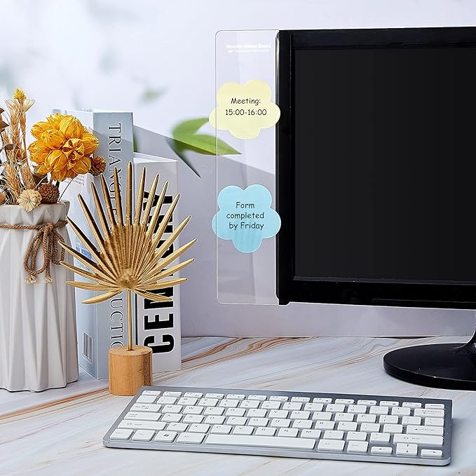Zonon 6 Pieces Computer Monitor Notes Screen Monitor Memo Board Sticky Note Holder Message Board Computer Side Panel for Office Home Desktop Left and Right