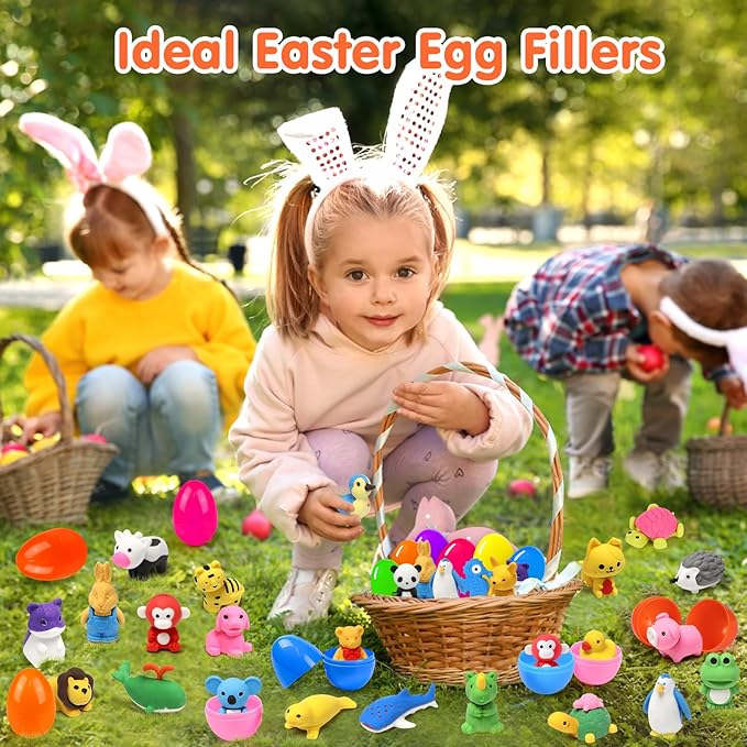 Moosia 150 Pack Animal Pencil Erasers for Kids Bulk Desk Pet Toy 3D Mini Puzzle Erasers Take Apart Erasers Treasure Box Toys Game Prize Party Favors Gift Classroom Prize Reward Back to School Supplies