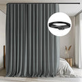 Room Divider Curtains with Flexible Ceiling Tracks Set,Blackout Curtain Ceiling Mount Curtain Track Privacy Room Dividers Ceiling Track Curtain Rod(Dark Grey Drape & Black rail W 8.3 × H 7 FT)