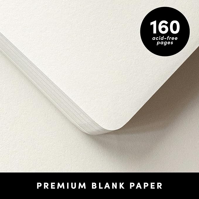 PAPERAGE Blank Journal Notebook, (Dark Green), 160 Pages, Medium 5.6 in x 8 in - 100 GSM Thick Paper – Hardcover Journaling Notebook for Work, School, Note Taking or Sketching