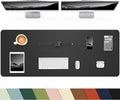 Leather Desk Pad Protector, Office Desk Mat, Large Mouse Pad, Non-Slip PU Leather Desk Blotter, Laptop Desk Pad Desk Accessories for Office and Home (Black, 40" x 17")