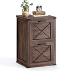 VASAGLE File Cabinet, Filing Cabinet with 2 File Drawers, Printer Stand, Fit A4, Letter Size, Hanging File Folders, Modern Farmhouse Style, for Home Office, Maroon Brown UOFC048K01