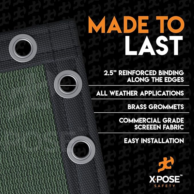 Xpose Safety Privacy Fence Screen 8’ x 50’ – Heavy Duty Green Mesh with 90% Visibility Block, UV Protection – for Garden, Yard, Nursery, Kennel, Dog Run, Greenhouse