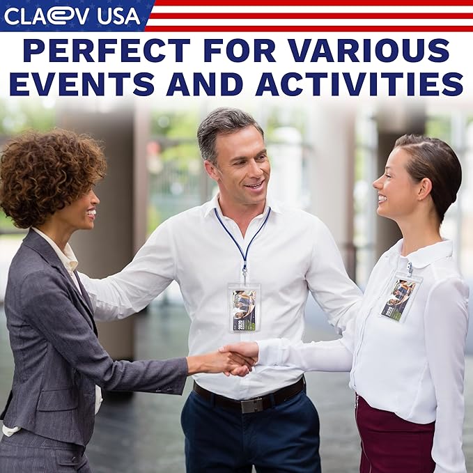 Claev Flexible and Tear Resistant Vertical 4x6 Passport & Card Holders (4x6 Extra Large (XXL), 50 Pack), Clear Zipperless ID Plastic Name Card Badge Holders for Travel, Conferences, Conventions