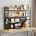 ZWCQSYS 2-Tier Desktop Bookshelf Hutch - Metal Desk Shelf Bookcase with Desk Pegboard Countertop Storage Organizer Rack for Dorm or Office (B, 90cm/35.4in)