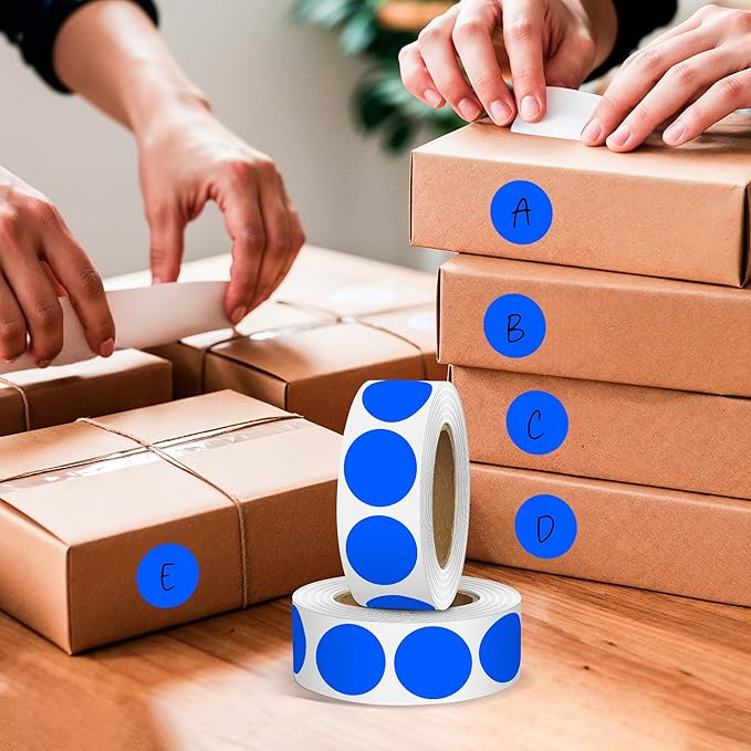 Blue 1 Inch Round Color Coding Dot Labels, 10 Rolls 10000 Dot Stickers in Dispenser Box - Permanent Adhesion, Vibrant Colors, Highly Visible