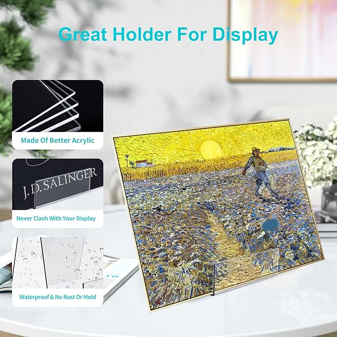 Boloyo Acrylic Book Stand with Ledge,6PC 6 Inch Clear Acrylic Display Easel Transparent Display Stand Holder Tablet Holder for Displaying Books,Magazine,Plate,Pictures,Artworks, CDs