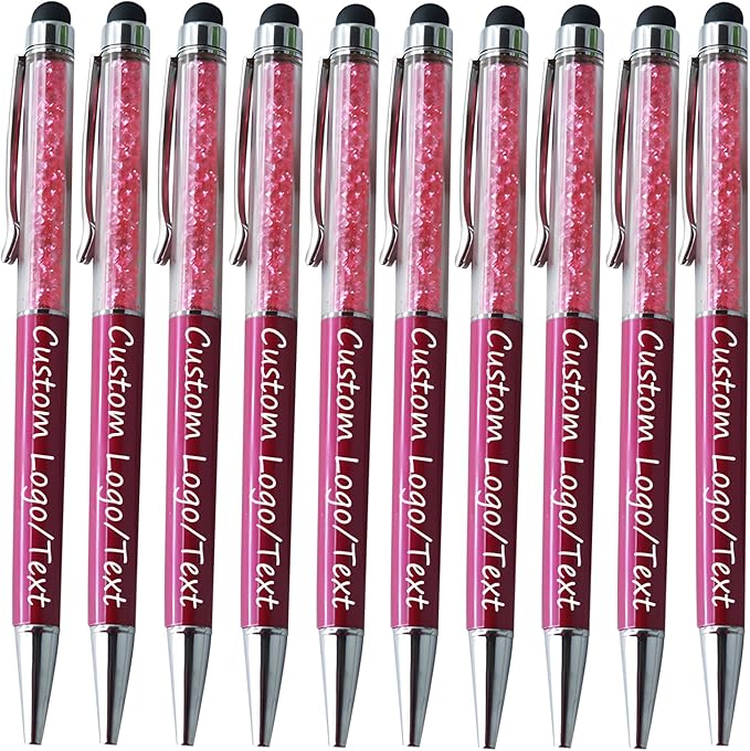 Yucold Customized Pens with Name/Logo - Touch Screen Stylus Ballpoint Pen, Perfect for Weddings, Business & Personalized Gifts (Wine red,300)