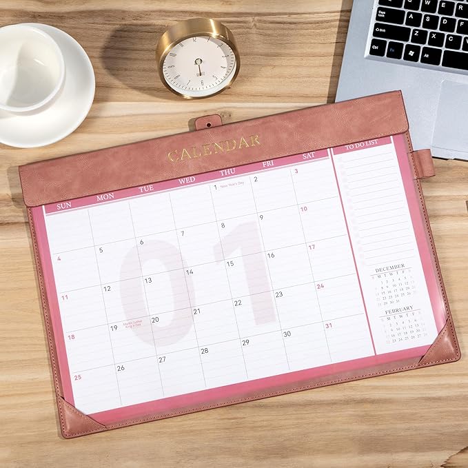 Yoment Desk Calendar Refill 2026-2027, Jan 2026-Dec 2027, Large 10"x16" Monthly Planner with to-do Lists 24 Months Calendar for Office School Home, Pink