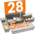 A-LuGei 【Military Grade】 Drawer Organizer, 【𝟱𝗦𝗶𝘇𝗲】 Clear Makeup organizer, 【Holds 177 Items】 Bathroom Organizers and Storage, Plastic Desk Organizer Divider, Organizer Bins for Office Vanity