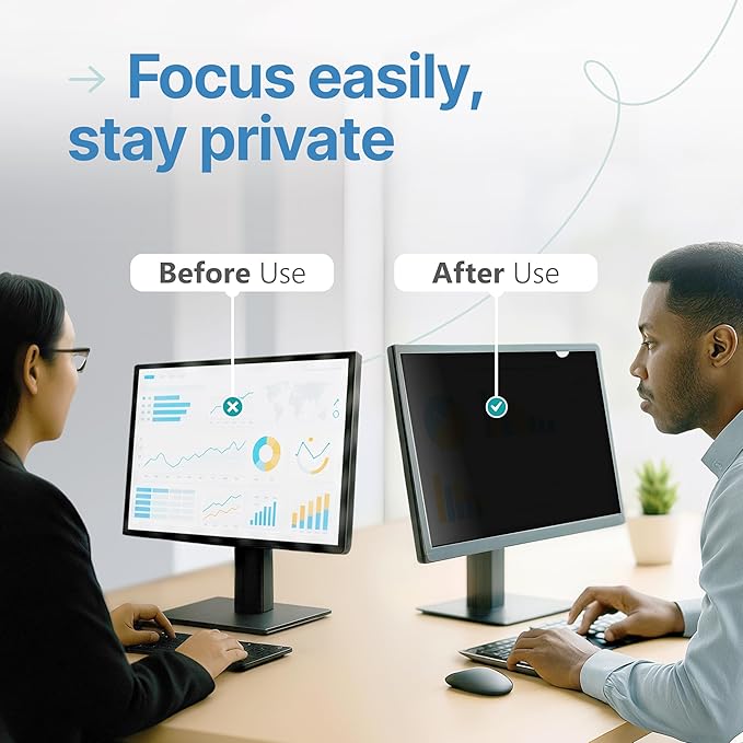 VINTEZ [2 Pack] 23 Inch 16:9 Privacy Screen for Computer Monitor and Laptop - Anti Glare Protector Film Blue Light Filter Eye Protection - Computer Screen Privacy Shield