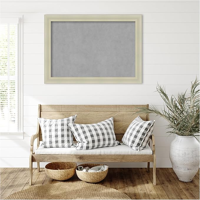 Amanti Art Silver Framed Magnetic Board 29x41 Large Vision Board for use with Magnets, 100% Metal Sheet to Display Items as Office Decor or for Home Organization in mudroom, Kitchen or Kids Room