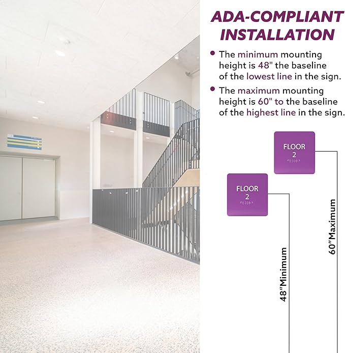 Black ADA Floor 2 Sign with Braille – Made from Durable Acrylic and Ready to Mount