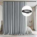 MaKefeile Room Divider Curtains with Flexible Ceiling Tracks Set,Blackout Curtain Ceiling Mount Curtain Track Privacy Room Dividers Ceiling Track Curtain Rod(Grey Drape & Black Rail W 15 × H 9 FT)