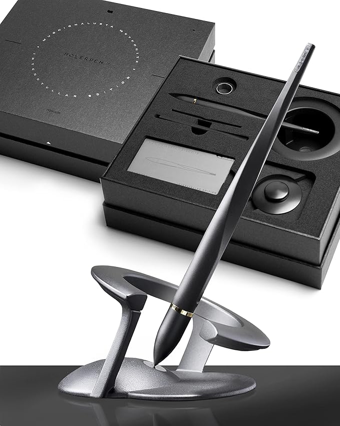 Novium Hoverpen 2.0 Interstellar Edition - Space Black, Unisex, Ballpoint Pen, 23.5 Degree Angle, Schmidt Ballpoint Refill, No Spills, No Spotting, No Explosions