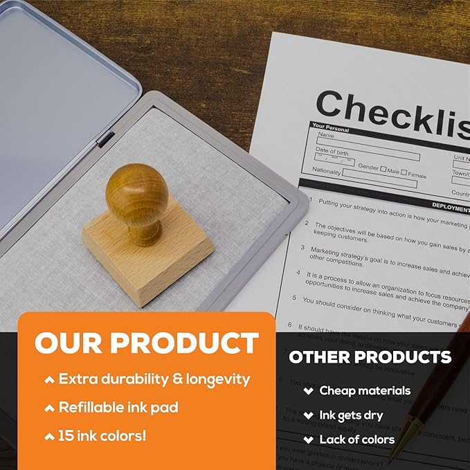 Metal Case Stamp Pad Large Size, Black Color - Size: 3" x 6" - Choose from 15 Ink Colors