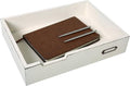 MyGift Rustic Wood Desktop Drawer-Style Stackable Document Letter Tray Organizer Storage Box with Handles for Home Office Supplies (Vintage White)