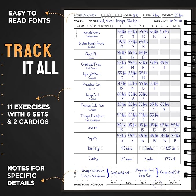 Nextnoid Hardcover Fitness Journal Workout Planner for Men & Women - A5 Sturdy Workout Log Book to Track Gym & Home Workouts - Burgundy