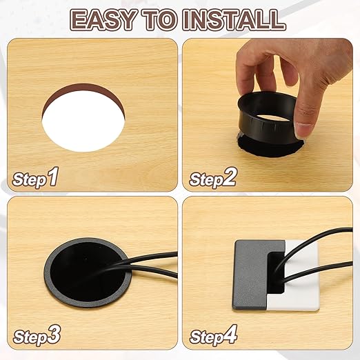 PATIKIL 2.8inch Desk Grommet, 6Pcs Cable Grommet Wire Management Cable Hole Cover Cord Organizer for Office Home Table Countertop, Black/Red Black/White Black/Blue