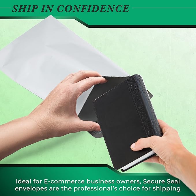 100 Pack Secure Seal White Poly Mailers - 12x15.5 Safe Shipping Bags - E-Commerce Self Sealing 2 Mil Poly Envelopes