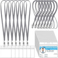Marspark 50 Sets Clear Name Tags with Lanyard, Lanyards for ID Badges Reusable Strap with ID Holder Plastic Name Badges for Adults Business School Church Conference (Gray)