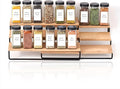 LIBKEN Tiered Spice Rack Organizer – Wood & Metal Countertop & Cabinet Spice Stand, Strong & Sturdy 3-Tier Shelf for Kitchen, Pantry, Seasoning Bottles – Minimal Scandinavian Design - Wood Brown